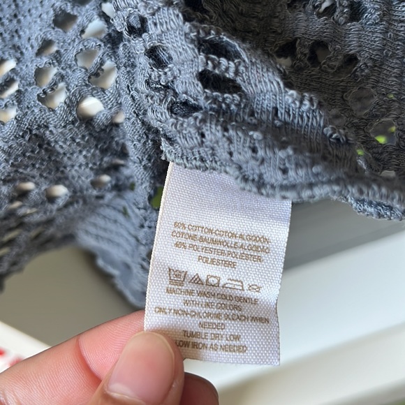 Free People Beach Large Love Song Crochet Gray Hi Lo Cardigan Sweater - Picture 5 of 6